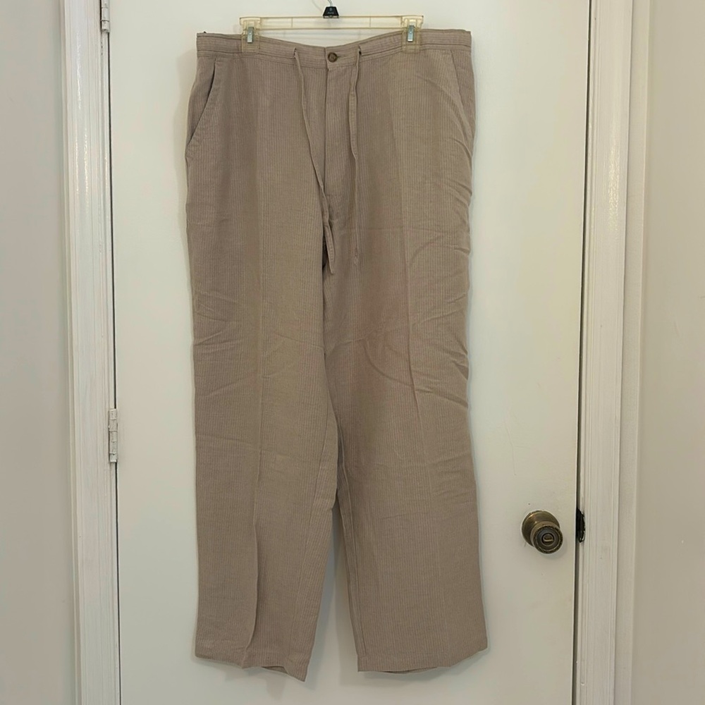 Havana Nines 55% Linen Lind 45% Rayon Pants‎ XL Beige Tan Casual Resort Vacay